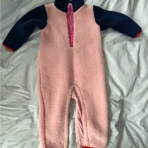 Hanna Andersson Pink and Navy Kids Marshmallow Suit